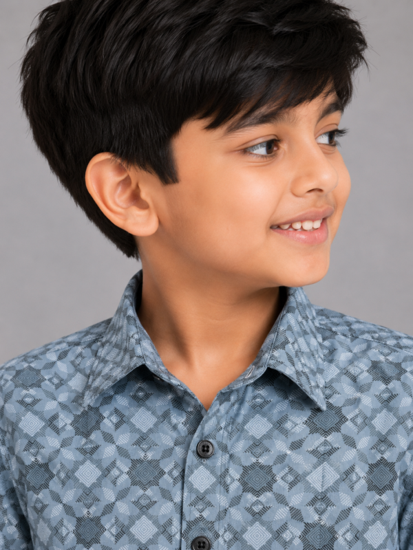 Boys' Geometric Print Cotton Shirt - Image 3