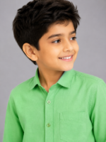 Boys Solid Mint Green Cotton Casual Shirt - Image 2