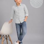 Boys' Urban Grey Geometric Print Casual Shirt