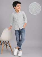 Boys' Urban Grey Geometric Print Casual Shirt