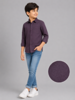 Boys' Dapper Plum Casual Shirt - Image 2