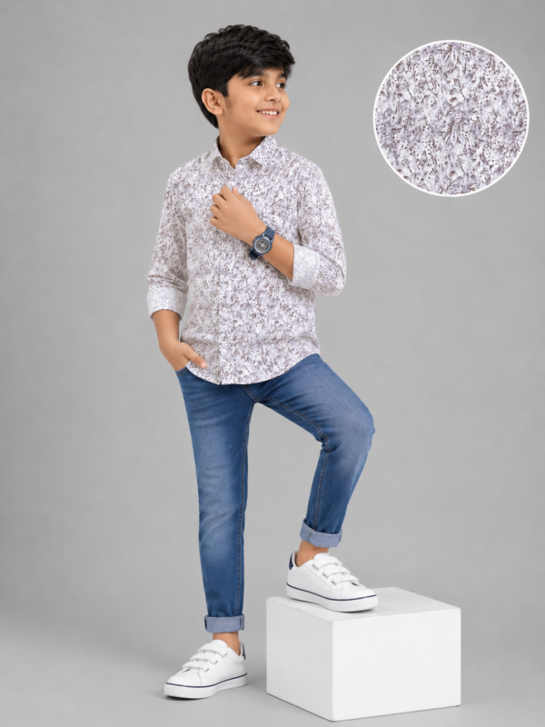 Boys' Trendy Abstract Floral Print Full Sleeve Casual Shirt - Image 3