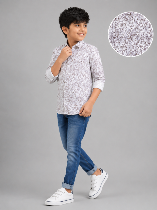 Boys' Trendy Abstract Floral Print Full Sleeve Casual Shirt - Image 4