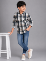Boys' Multi-Tone Plaid Check Shirt - Long Sleeve Casual Button-Up - Image 3