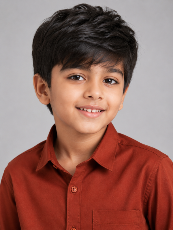 Boys' Earthy Rust Long Sleeve Casual Button-Down Shirt - Image 3