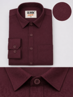 Olwin Kidz Boys' Maroon Textured Long-Sleeve Shirt