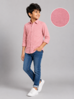 Boys Dusty Pink Textured Button-Down Shirt - Image 2