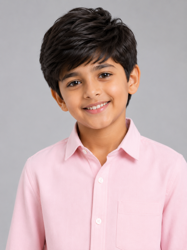 Boys' Everyday Style: Pink Button-Up Shirt & Denim Jeans - Image 2