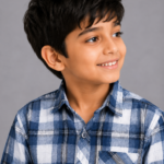 Boys' Classic Blue & White Plaid Button-Down Shirt