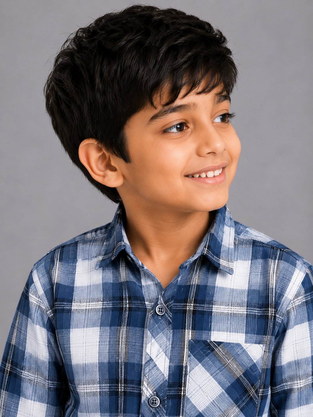 68f8c536-07cc-4419-b28a-13081af58cb6 Boys' Classic Blue & White Plaid Button-Down Shirt - Image 1