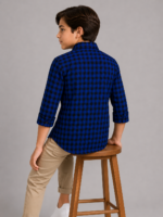 Boys' Cobalt Blue & Black Buffalo Check Button-Up Shirt - Image 4
