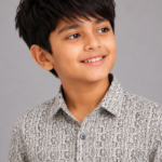 Boys' Modern Geometric Print Button-Down Shirt
