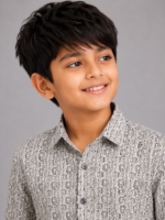 Boys' Modern Geometric Print Button-Down Shirt
