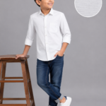 Boys' Classic White Textured Button-Down Shirt