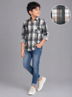 Boys' Multi-Tone Plaid Check Shirt - Long Sleeve Casual Button-Up