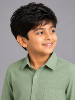 Boys' Sage Green Textured Long Sleeve Casual Shirt - Image 3