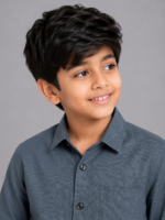 Boys' Smart Casual Textured Short Sleeve Button-Up Shirt - Slate Grey