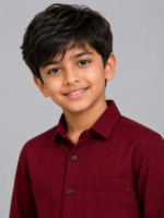 Crimson Elegance: Boys' Textured Maroon Party & Festive Shirt