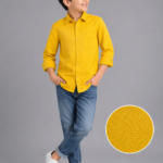 Boy's Sunny Yellow Textured Casual Button-Down Shirt