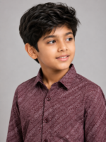 Boys' Burgundy Geometric Print Long Sleeve Shirt - Image 4