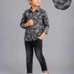 Boys' Grey Geometric Print Casual Button-Down Shirt