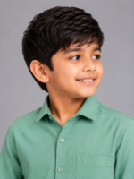 Boys Sage Green Textured Cotton Casual Shirt - Image 3