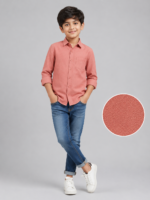 Boys' Textured Salmon Long Sleeve Button-Down Shirt