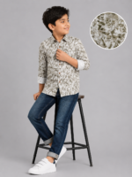 Boys' Modern Abstract Print Casual Button-Down Shirt - Image 4