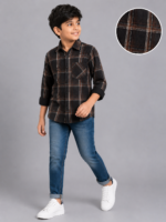 Boys' Classic Plaid Button-Down Shirt - Brown & Black Checkered - Image 4