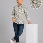 Boys' Modern Abstract Print Casual Button-Down Shirt