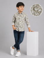 Boys' Modern Abstract Print Casual Button-Down Shirt