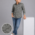 Boy's Olive Green Floral Print Casual Shirt - Full Sleeve