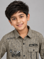 Boys' Olive Botanical Print Graphic Button-Down Shirt - Image 3