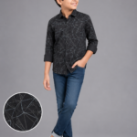 Boys' Modern Geometric Print Black Casual Shirt