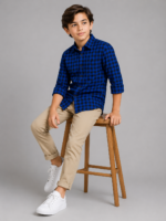 Boys' Cobalt Blue & Black Buffalo Check Button-Up Shirt - Image 2