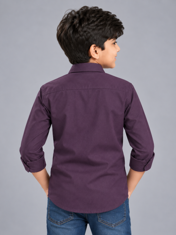 Boys' Dapper Plum Casual Shirt - Image 4