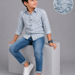 Boys' Stylish Blue Abstract Print Casual Shirt