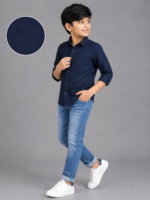 Boys' Classic Navy Blue Full Sleeve Casual Shirt - Image 3