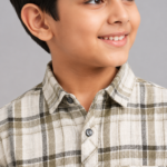 Boys' Classic Plaid Long Sleeve Button-Down Shirt - Olive & Cream