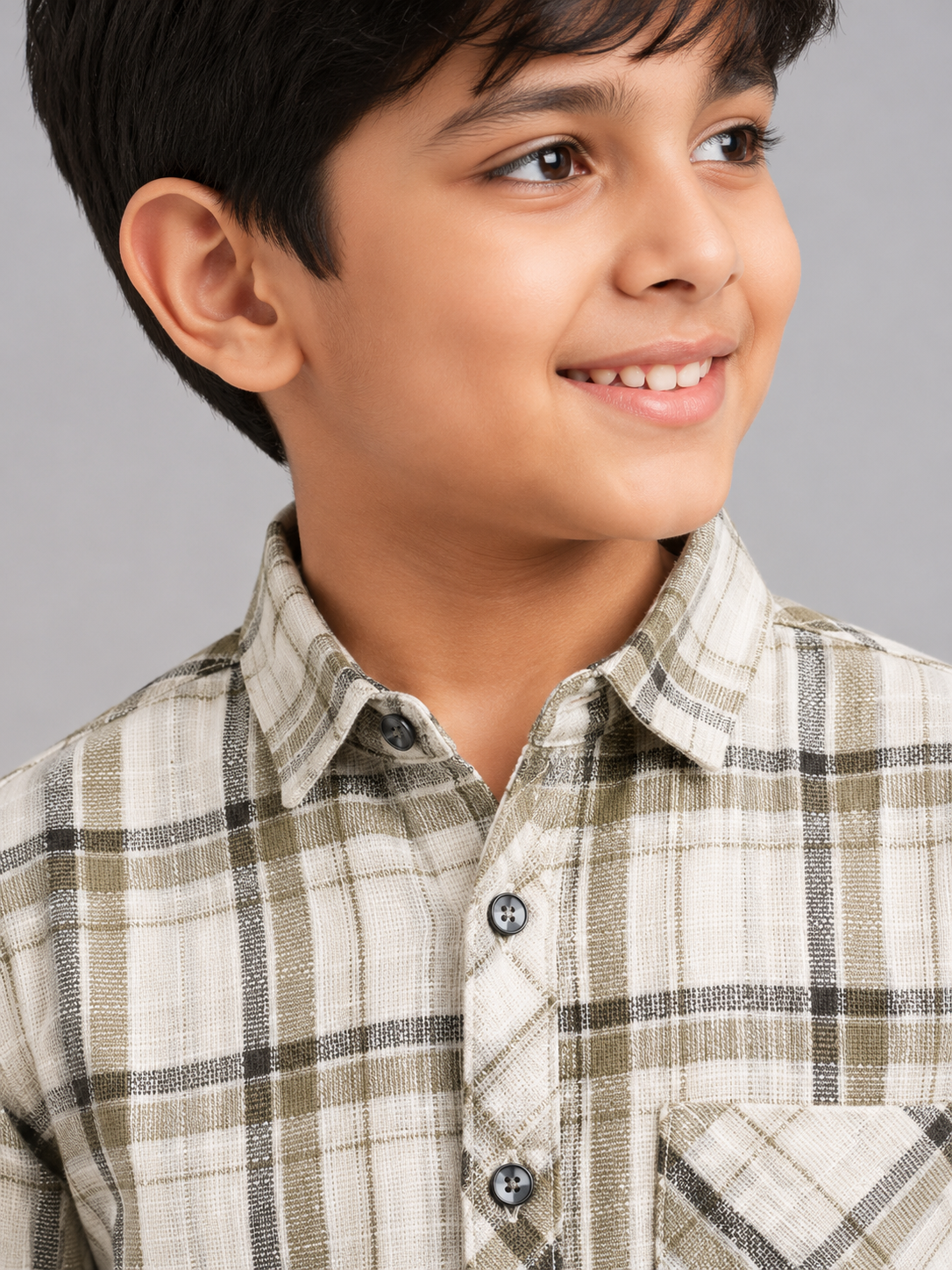 8e3f8056-da80-4829-88fc-96567f9a5b9c Boys' Classic Plaid Long Sleeve Button-Down Shirt - Olive & Cream - Image 1