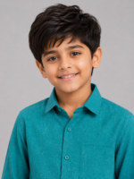Boys' Dynamic Teal Textured Casual Shirt - Image 2