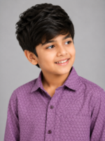Boys' Stylish Purple Geometric Pattern Casual Shirt - Image 3