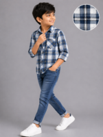 Boys' Classic Blue & White Plaid Button-Down Shirt - Image 2