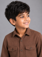 Boys' Rustic Brown Textured Long Sleeve Button-Down Shirt - Image 2