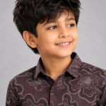 Boys' Elegant Floral & Swirl Print Shirt - Rich Brown