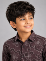 Boys' Elegant Floral & Swirl Print Shirt - Rich Brown
