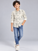 Boys' Artistic Meadow Print Long Sleeve Casual Shirt - Image 2