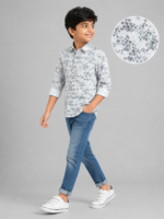 Boys' Stylish Grey Floral Print Casual Shirt - Modern & Comfortable