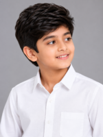 Boys' Classic White Long-Sleeve Button-Down Shirt