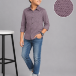 Boys' Stylish Mauve Geometric Print Full Sleeve Shirt